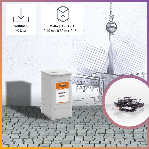 Berlin Recycling Festplatten entsorgen 70 Liter Abfallbehälter