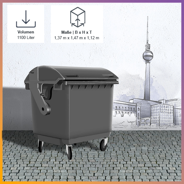 Berlin Recycling Gewerbeabfall entsorgen 1100 Liter Abfallbehälter