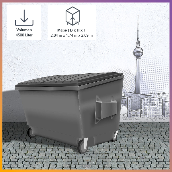 Berlin Recycling Gewerbeabfall entsorgen 4500 Liter Abfallbehälter