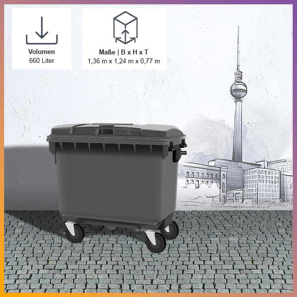 Berlin Recycling Gewerbeabfall entsorgen 660 Liter Abfallbehälter
