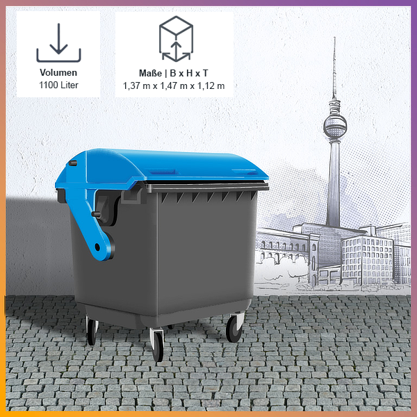 Berlin Recycling Papier Pappe Kartonage entsorgen 1100 Liter Abfallbehälter