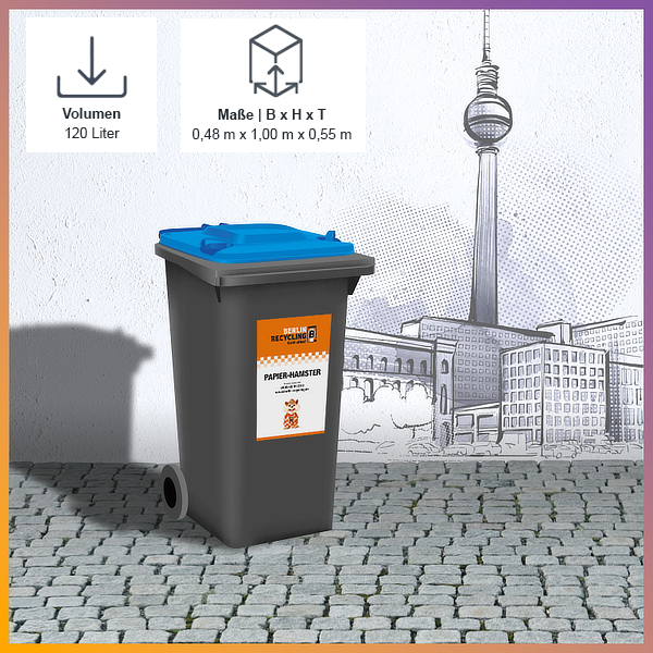 Berlin Recycling Papier Pappe Kartonage entsorgen 120 Liter Abfallbehälter
