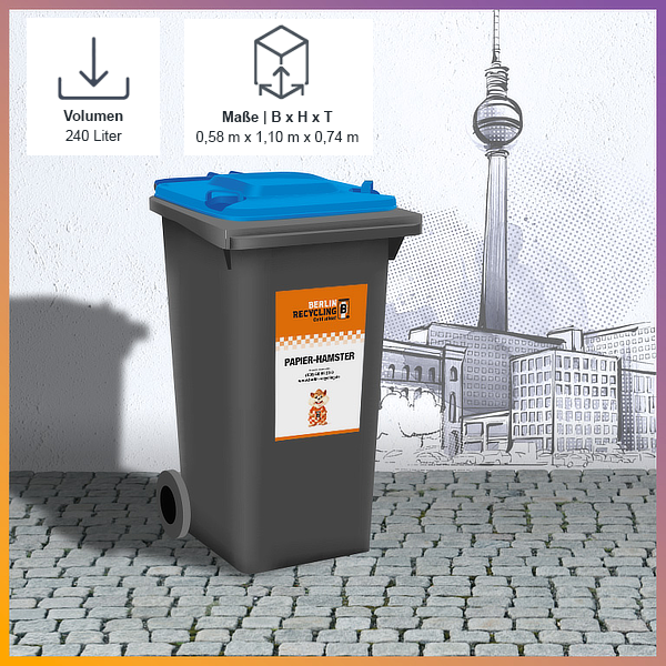 Berlin Recycling Papier Pappe Kartonage entsorgen 240 Liter Abfallbehälter