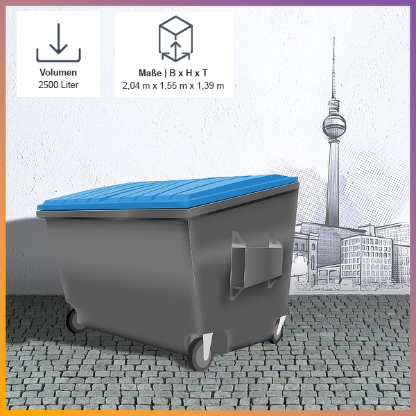 Berlin Recycling Papier Pappe Kartonage entsorgen 2500 Liter Abfallbehälter
