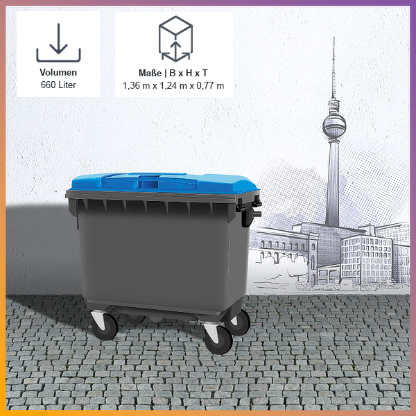 Berlin Recycling Papier Pappe Kartonage entsorgen 660 Liter Abfallbehälter